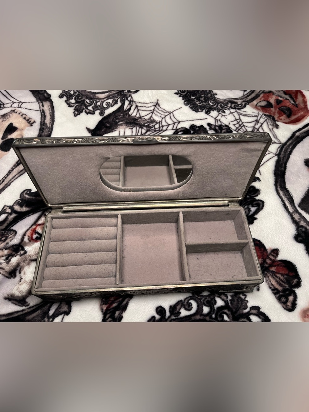 Godinger Vintage 1992 Silver Plate Ornate Rectangle Jewelry Hinged Box Velvet - Picture 2 of 5